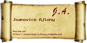 Joanovics Ajtony névjegykártya